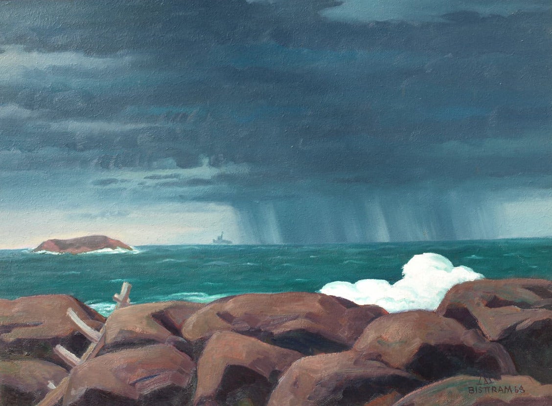 Emil Bisstram Landscape Painting - Stormy Coast Maine