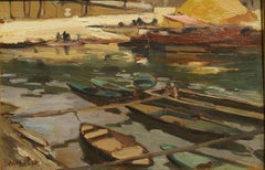 Vintage Sampans on the Seine River, Paris