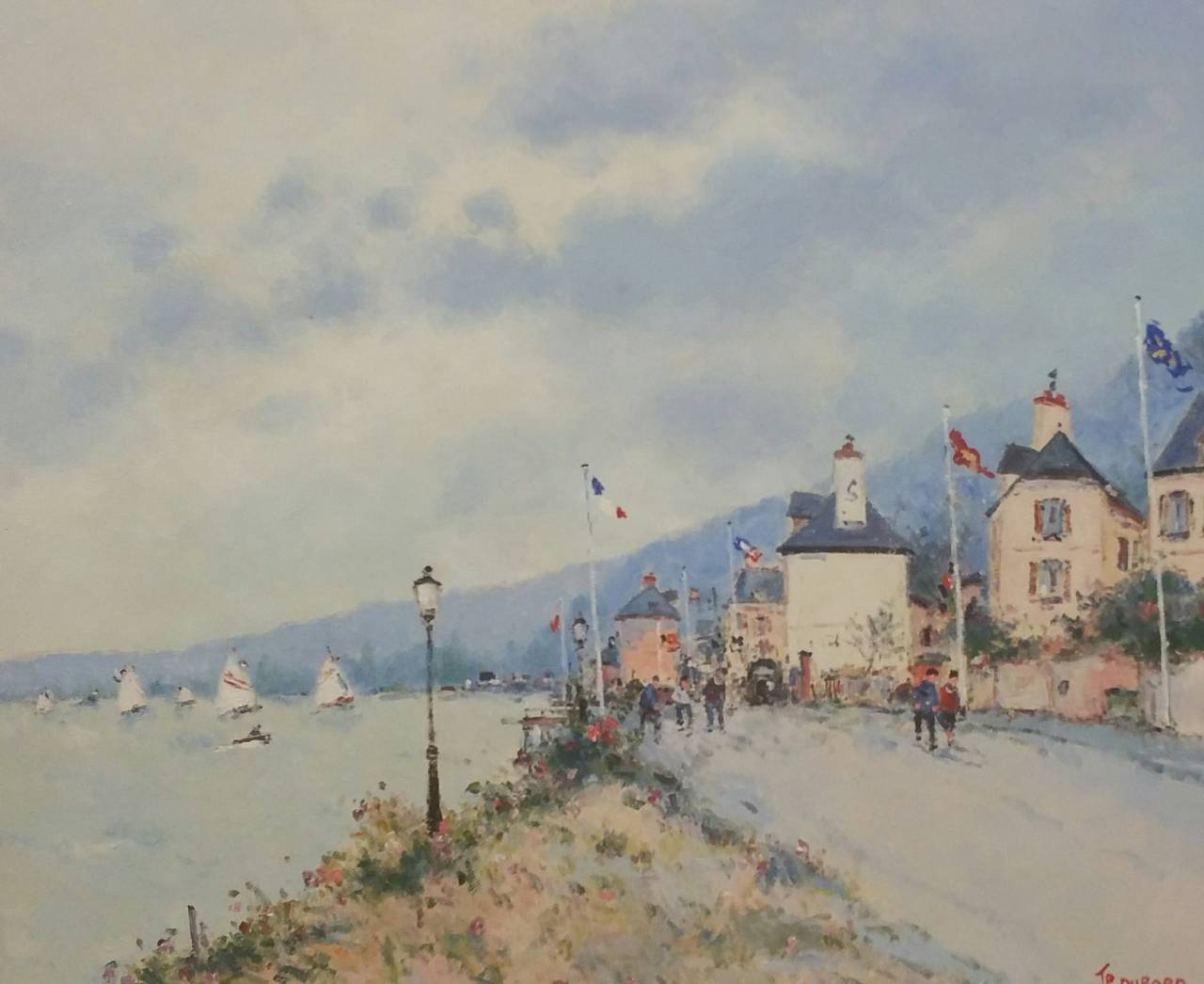 Jean Dubord Landscape Painting - Regates Dur la Seine