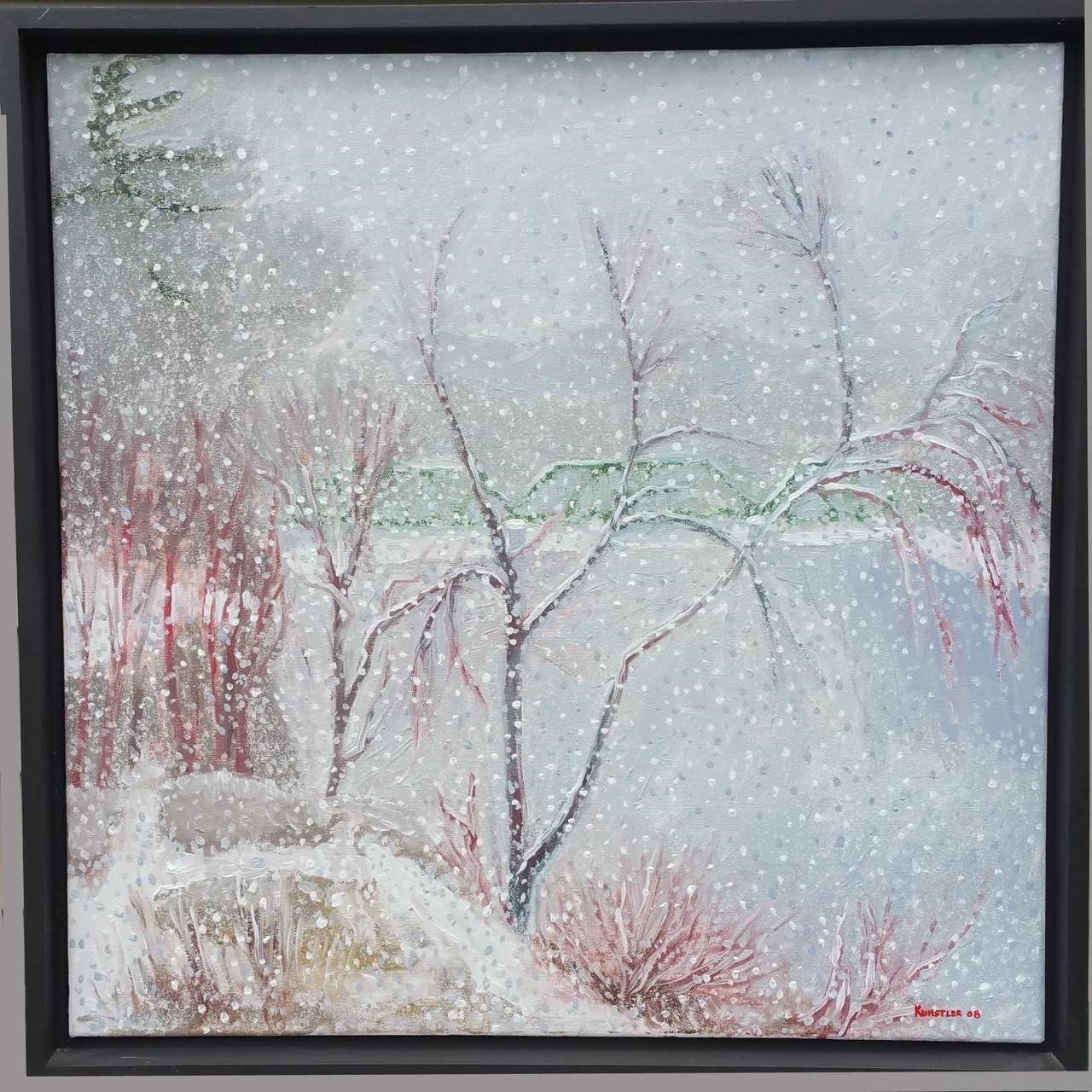 James Kunstler Landscape Painting - The Bridge at Clark’s Mills in Winter