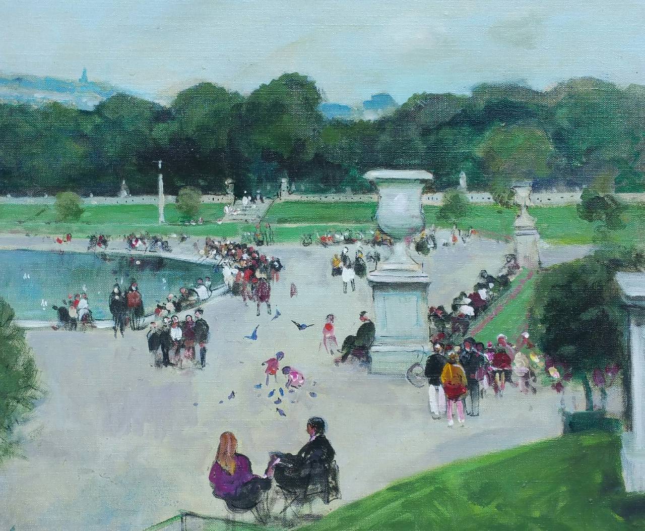 Jules René Hervé Landscape Painting - By the Pond in Paris, France