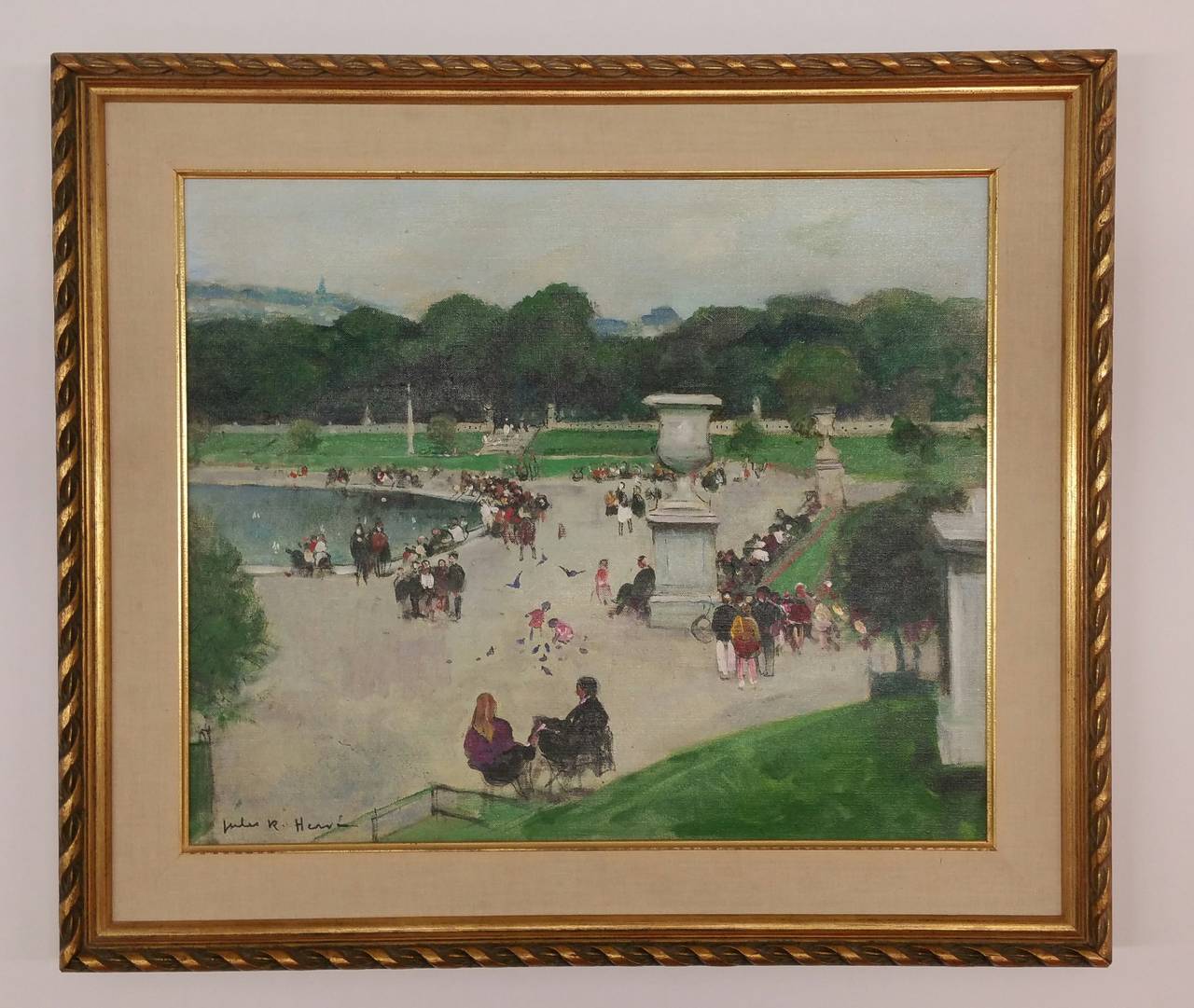 By the Pond in Paris, France - Painting by Jules René Hervé