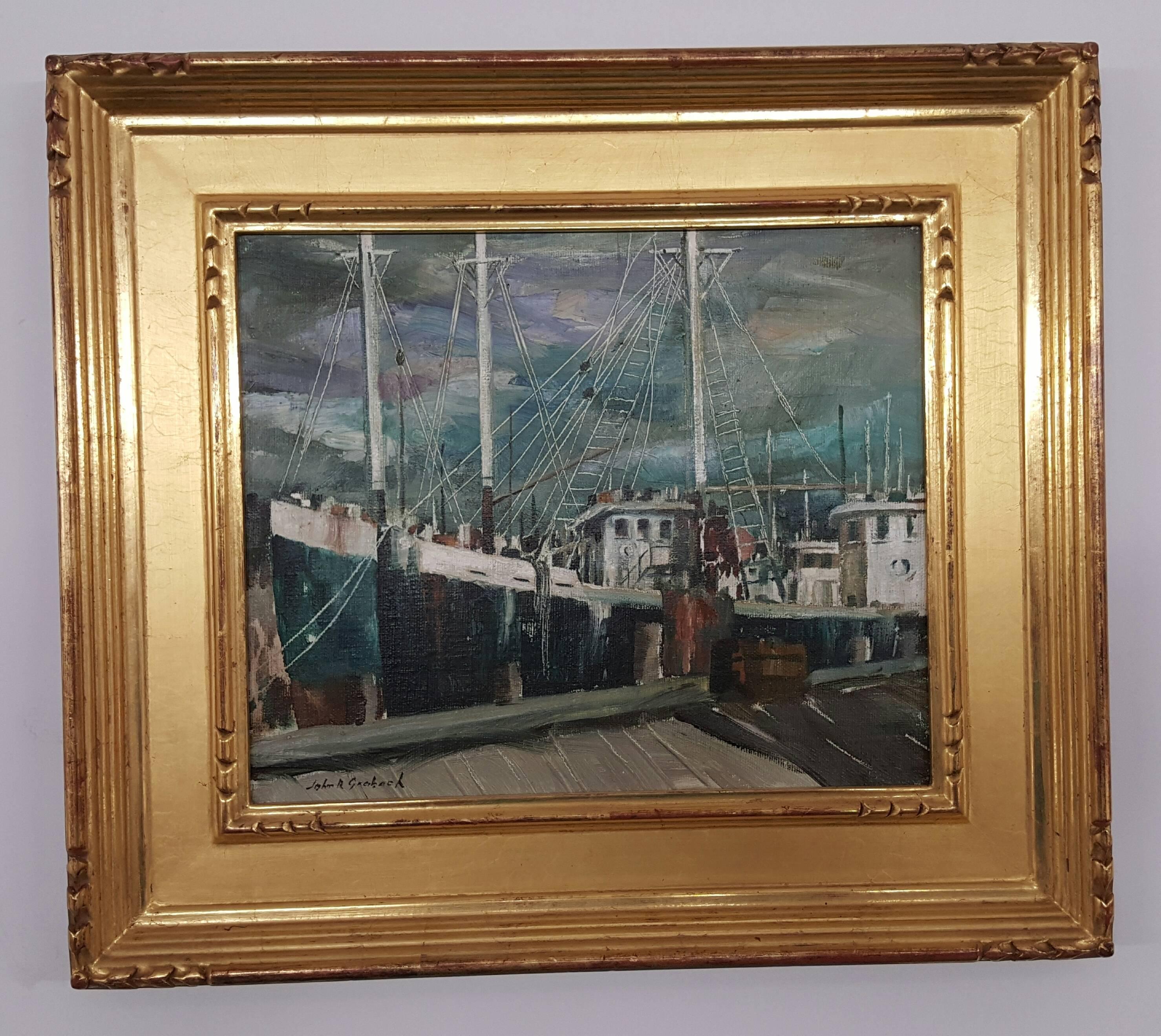 Gloucester Fishing Boat - Painting by John R. Grabach