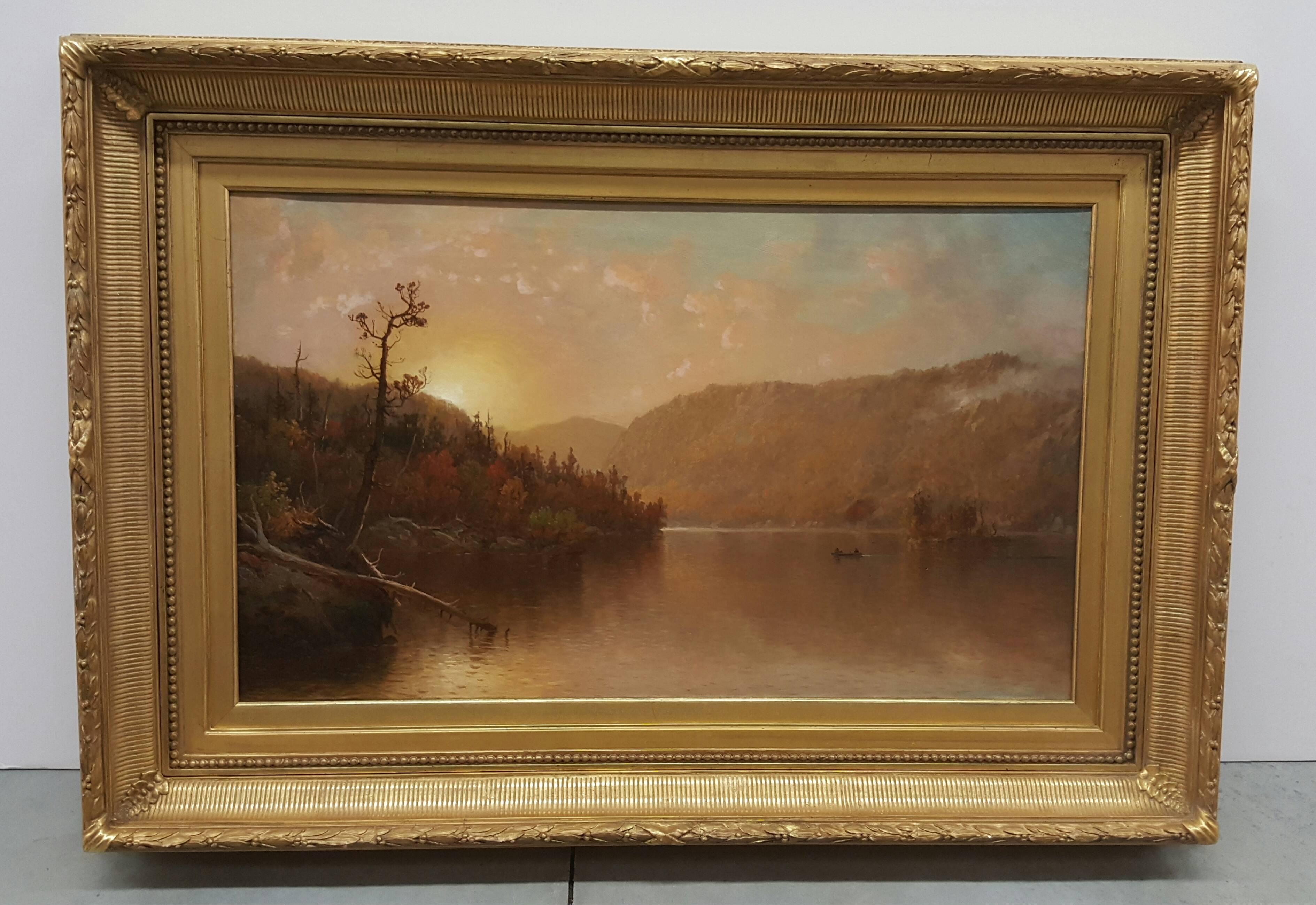 Sunset Morse Lake Adirondacks - Painting by George Waters