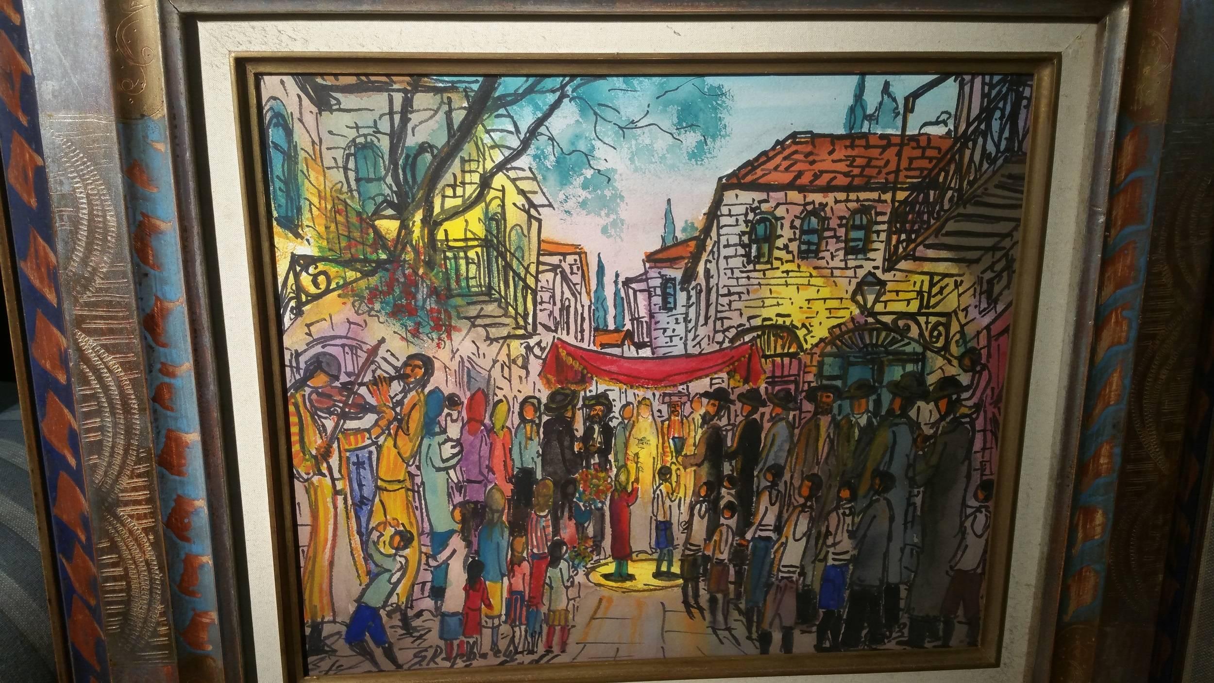 Wedding in Jerusalem - Painting by Zvi Raphaeli