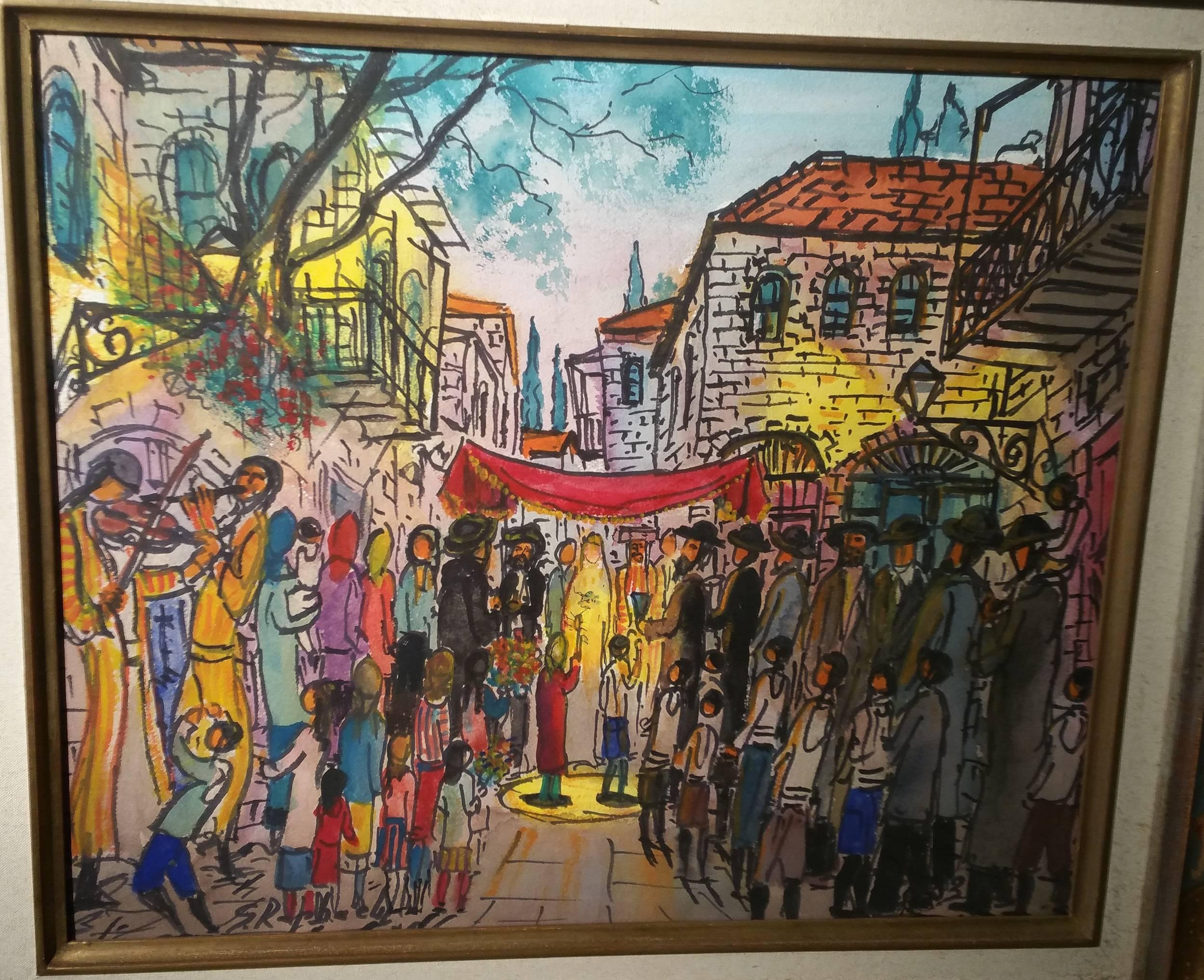 Matrimonio a Gerusalemme - Painting Impressionismo di Zvi Raphaeli