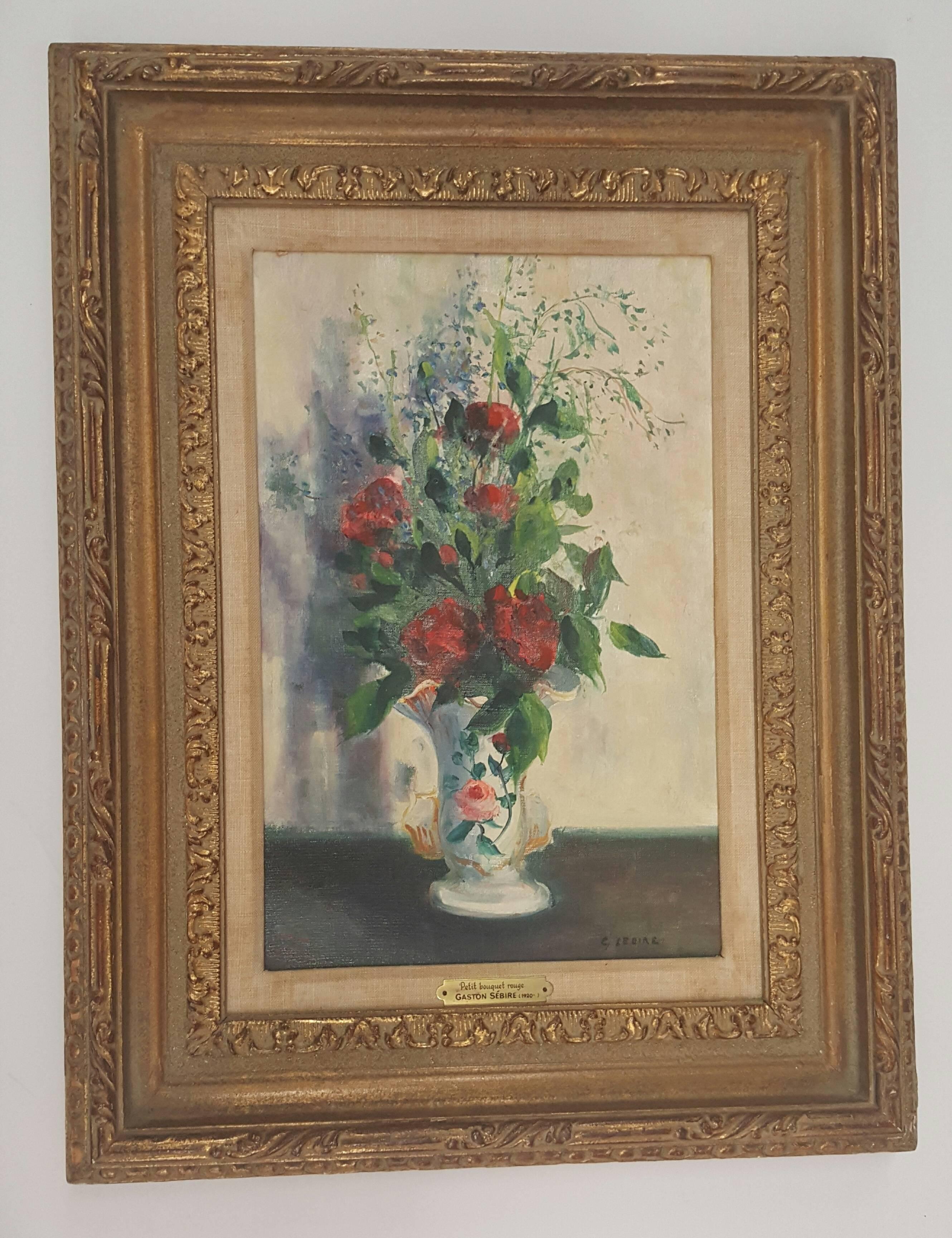 Petit bouquet rouge - Painting de Gaston Sebire