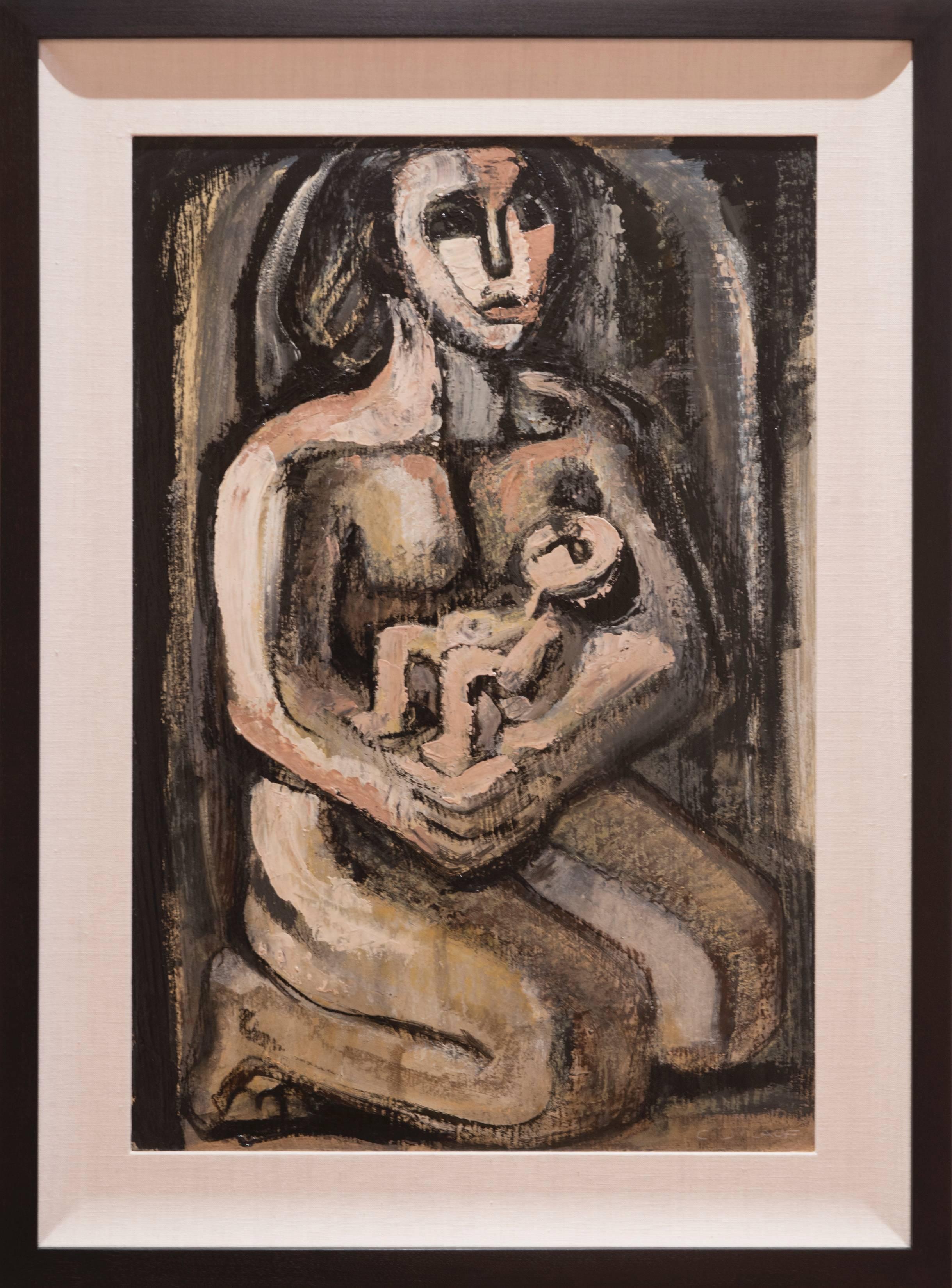Charles Umlauf Figurative Painting - Mother and Child