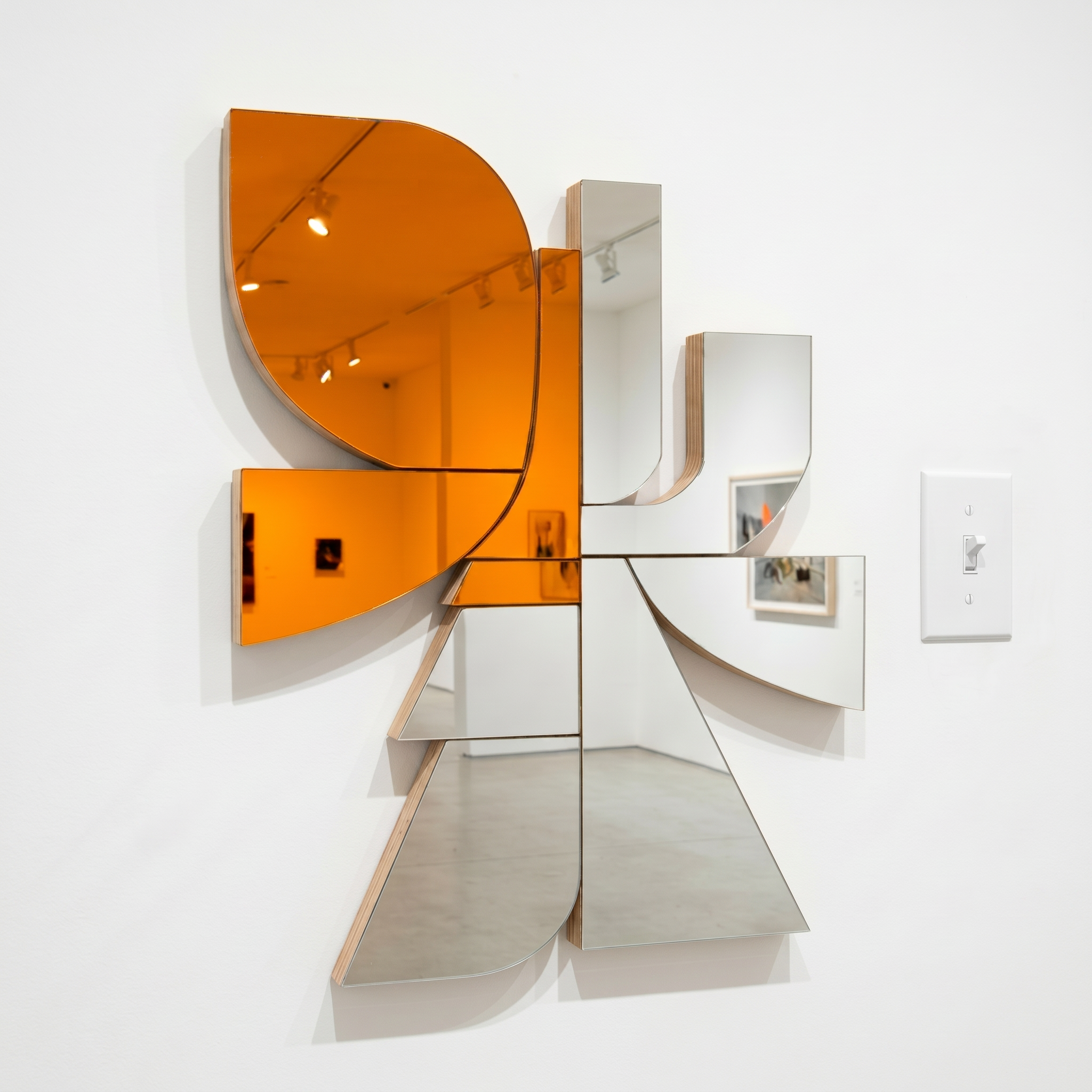 Scott Troxel Abstract Sculpture - MP7 (Mirror Pop 7) Mirrored Contemporary Wood Wall Sculpture