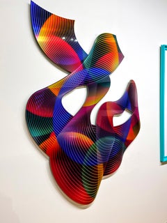 Interplay Sculpture, dimensional wall sculpture, 3D, vibrant, geometric