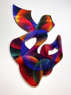 Interplay Sculpture, dimensional wall sculpture, 3D, vibrant, geometric