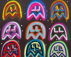 Pac Man, Pop Art, Wiggle Woms, Acrylic on Canvas, 24 x 30 Inches