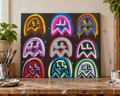 Pac Man, Pop Art, Wiggle Woms, Acrylic on Canvas, 24 x 30 Inches