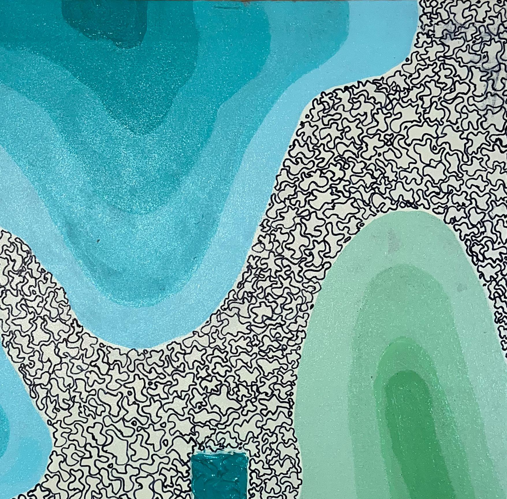 Due tipi di vita 1 - 21° secolo, Contemporaneo, Pittura astratta, Acrilico - Abstract Painting Blu di Dunmade Ayegbayo
