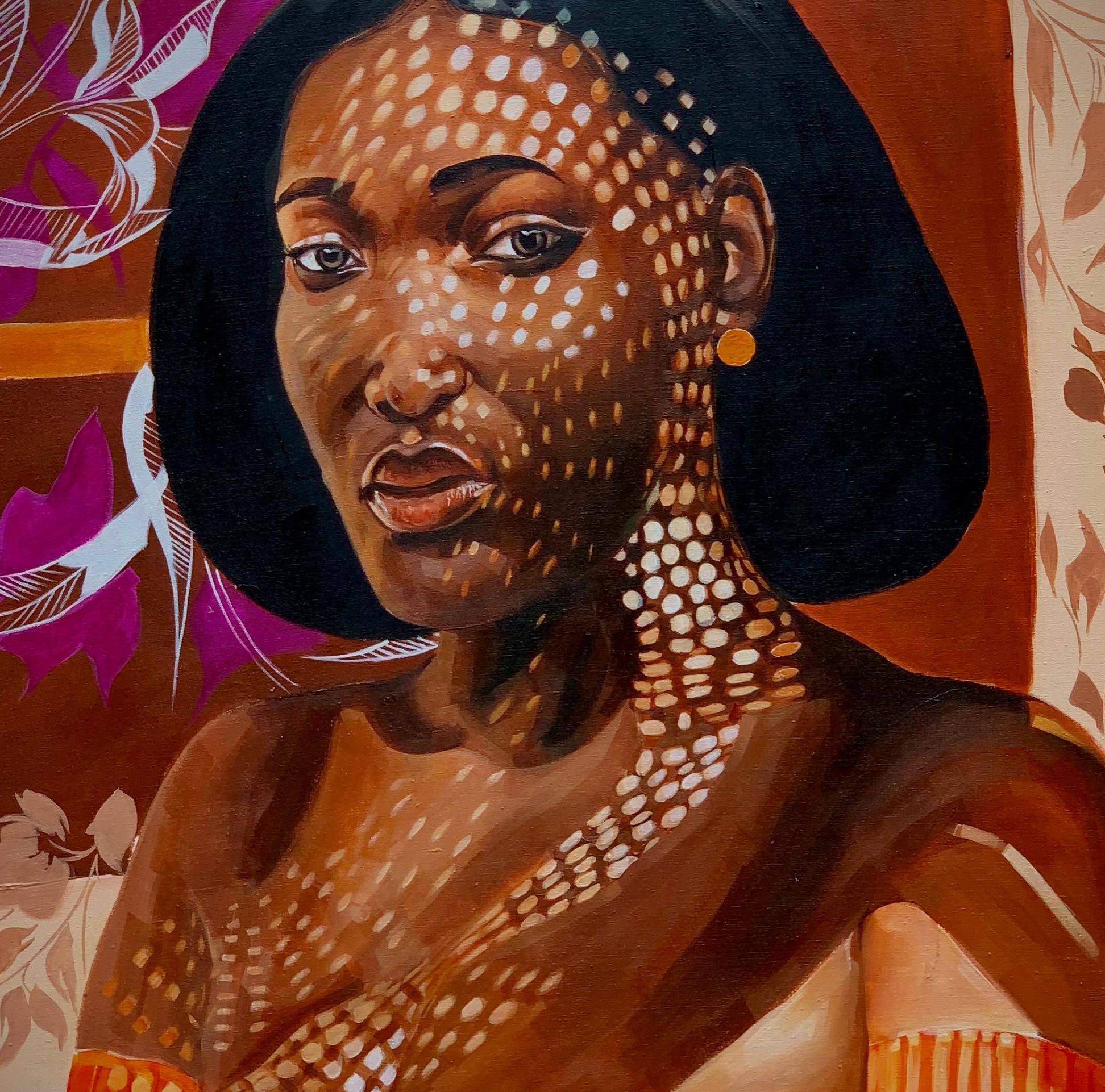 Ombre danzanti -21° Secolo, Contemporaneo, Ritratto figurativo, Moda, Donne - Painting Espressionista di Elie HATUNGIMANA