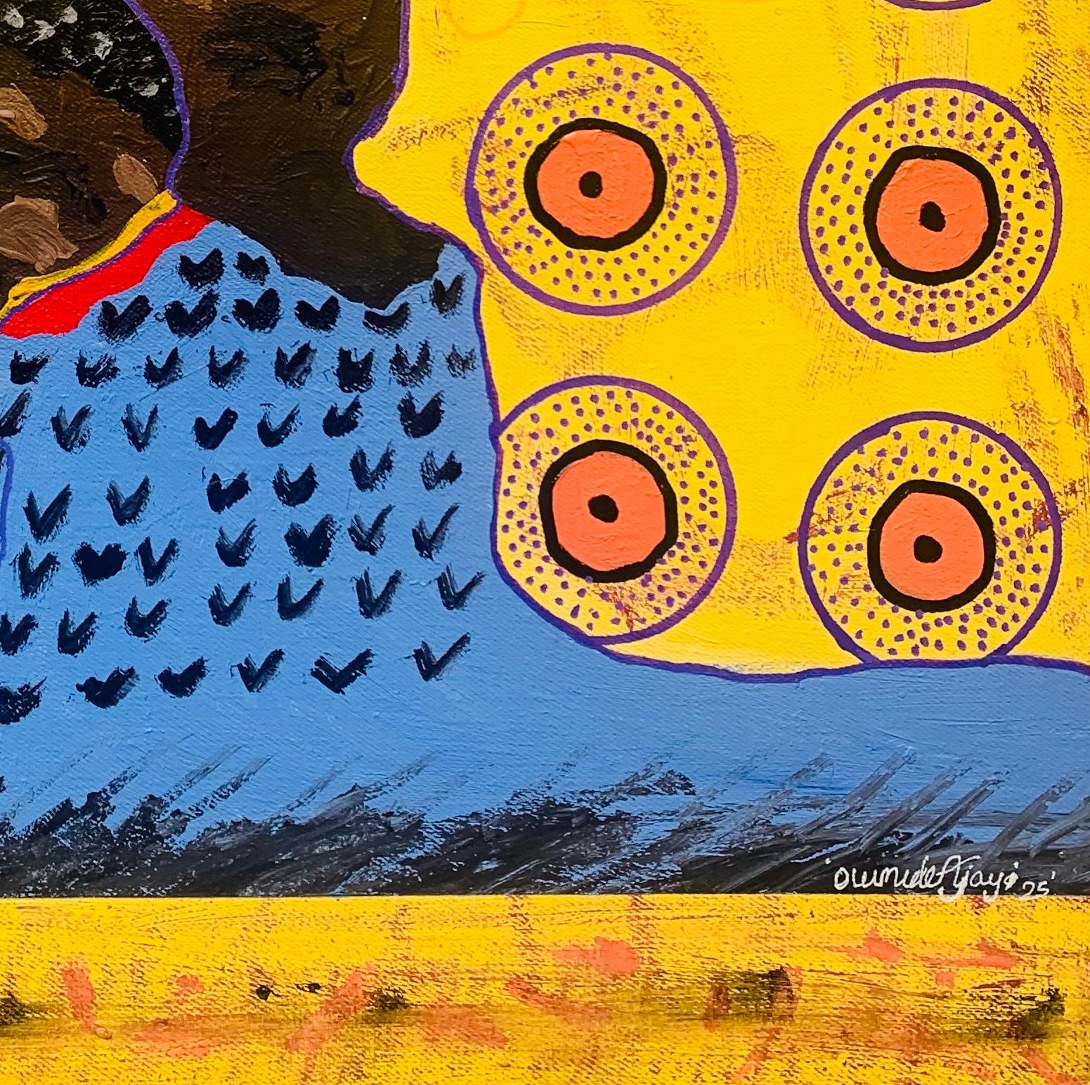 Liminalidad -Siglo XXI, Contemporáneo, Abstracto, Cultura Pop, Amor, Curación - Abstract Painting Amarillo de Olumide Ajayi