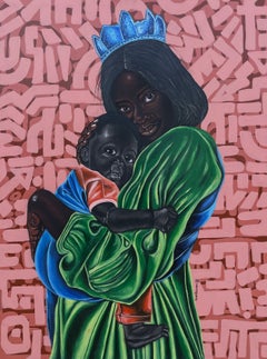 El peso del amor - Siglo XXI, Contemporáneo, Retrato figurativo, Moderno, África