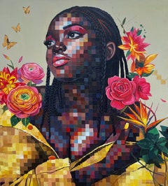 The Garden I Became - 21st Century, Contemporary Figurative Pixel, Floral