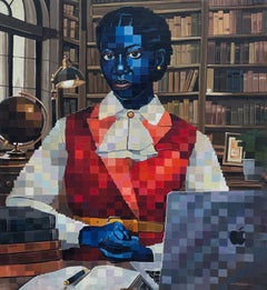Erbe des Werdens 1 – 21. Jahrhundert, zeitgenössische figurative Pixelkunst, Frau