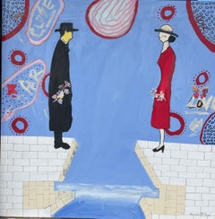 Another Love -21st Century Contemporary Abstract Expressionism, Couple, Art Deco