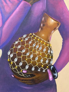 Donna in viola - XXI secolo, contemporaneo, figurativo, africano, moderno, donne