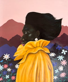 „Beauty We Carry 3“ – 21. Jahrhundert, Zeitgenössisch, Art déco, Porträt, Blumenmotive