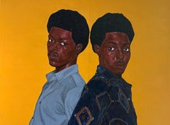 Los mejores amigos - Siglo XXI, retrato figurativo contemporáneo, Art Déco africano