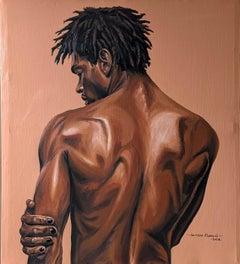 Self Held 2 - Portrait figuratif contemporain du XXIe siècle, moderne, Art déco