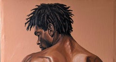Self Held 2 - Portrait figuratif contemporain du XXIe siècle, moderne, Art déco