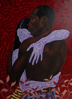 „The Embrace 1“ – 21. Jahrhundert, Zeitgenössisch, Figurativ, Modern, Afrika, Art déco