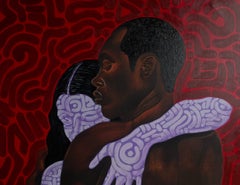 „The Embrace 1“ – 21. Jahrhundert, Zeitgenössisch, Figurativ, Modern, Afrika, Art déco