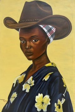 Vaquera - Arte contemporáneo del siglo XXI, figurativo, retratos, mujeres africanas, Art Déco