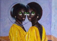 Sister's Bond 1 - Expressionnisme figuratif contemporain du XXIe siècle, Art déco
