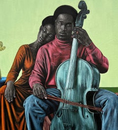 Harmony of Two Souls - 21st Century Contemporary Figurative Portrait, Art Deco