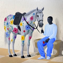 Das Geschenk der Gemeinschaft – 21. Jahrhundert, zeitgenössisches figuratives Porträt, Art déco