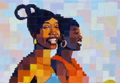 Ero Oja (Market Crowd) – 21. Jahrhundert, zeitgenössische figurative, pixelierte Art-Déco-Kunst