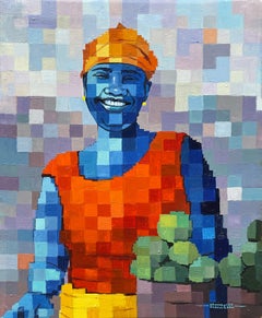 Erin Ayo (Joyous Smile) – 21. Jahrhundert, zeitgenössische figurative Pixelkunst, Art déco