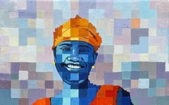 Erin Ayo (Joyous Smile) – 21. Jahrhundert, zeitgenössische figurative Pixelkunst, Art déco