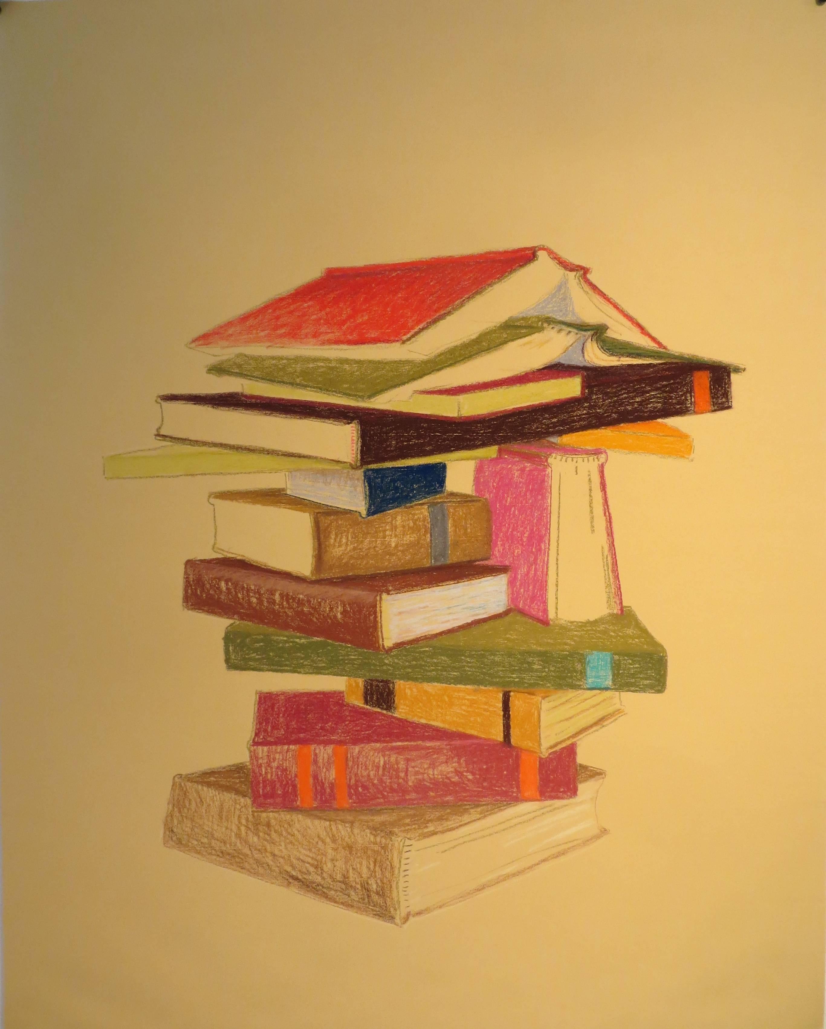 KK Kozik, Bookstack 2, 2016, Conté, Papier chiffon