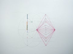 Brigitte Parusel, Geometrische Beziehungen #1, 2012, Papier, Bleistift, Farbstift