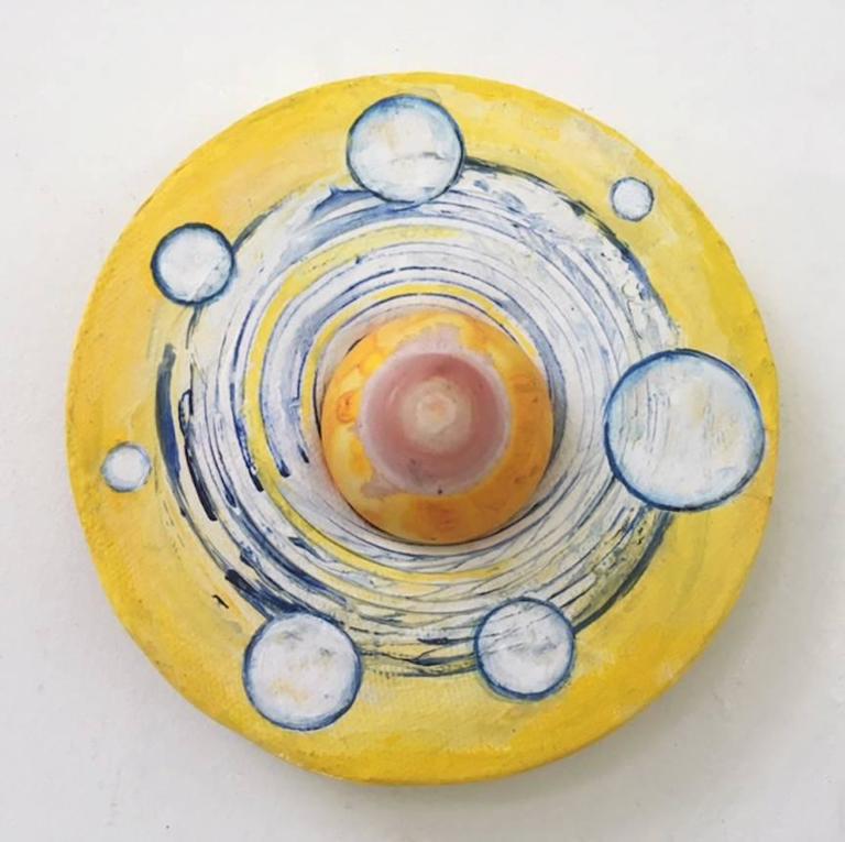 Andra Samelson, Microcosm 2, 2016, Canvas, Wood, Found Objects, Acrylic Paint - Sculpture by Andra Samelson