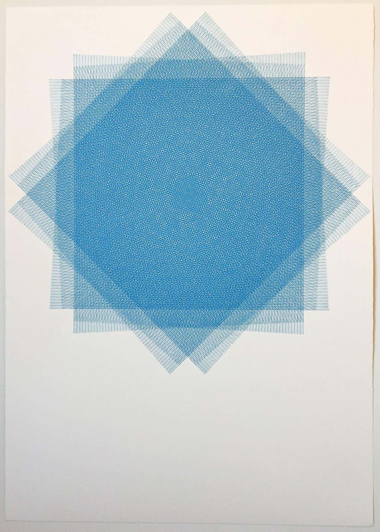 Sara Eichner - Sara Eichner, 16 Layers Blue, 2015, Ink, Rag Paper, Pen ...