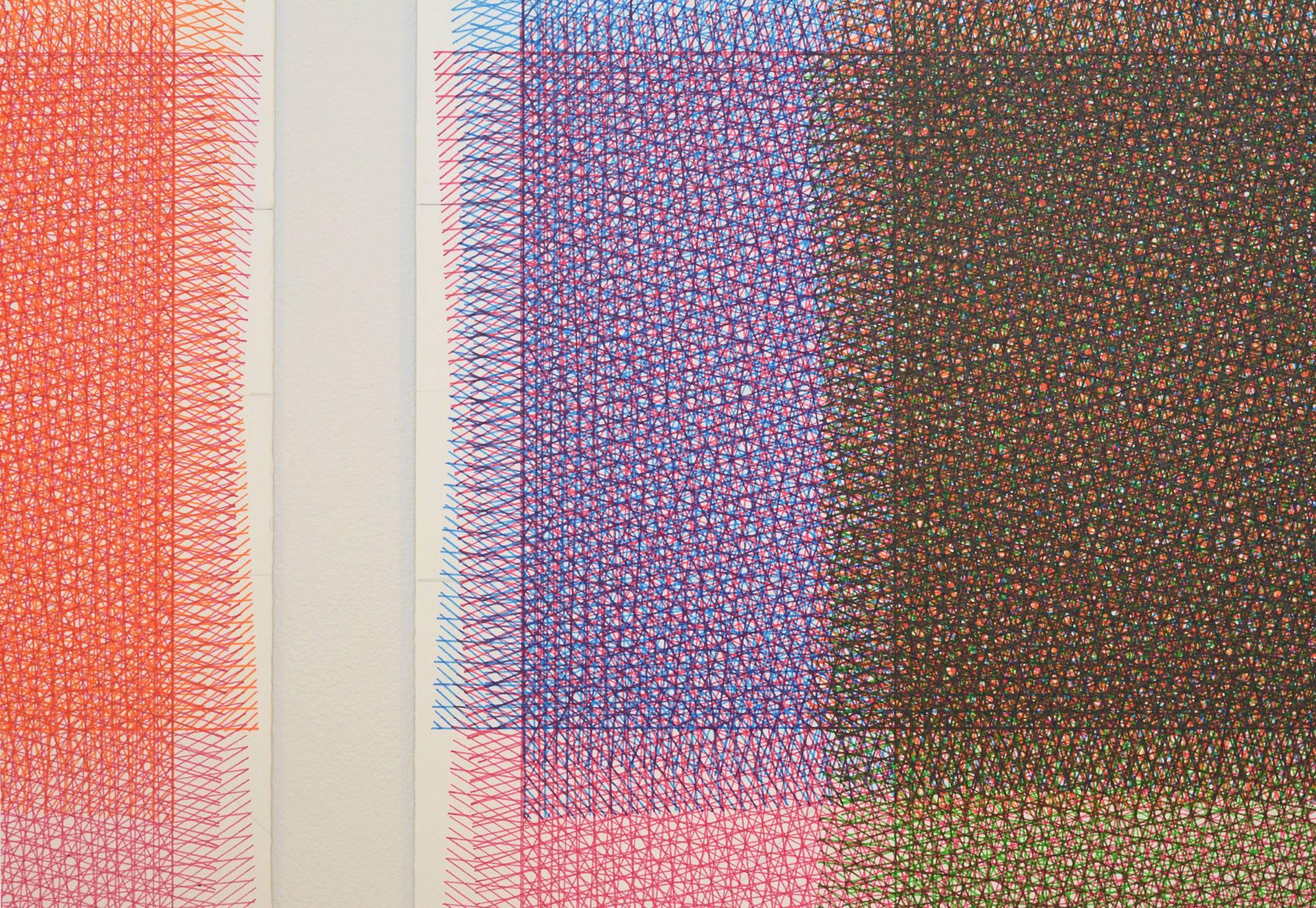 Sara Eichner, 32 Layers Pink and Orange, 2016, Ink, Rag Paper, Pen For Sale 3