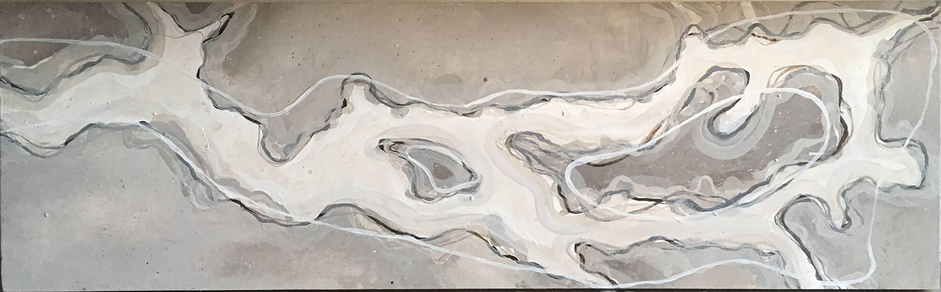 Kathleen Vance, Triptyque Newtown Creek, 2017, gesso, encre, peinture acrylique, bois en vente 3