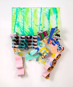 Elizabeth Riley, Video Feet, 2017, carta, pittura acrilica, stampa a getto d'inchiostro, poliestere