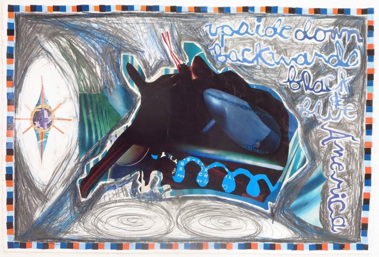 Rita Valley, Upside Down Back, 2017, pen, pencil, magazine cutouts, paint - Mixed Media Art by Rita Valley