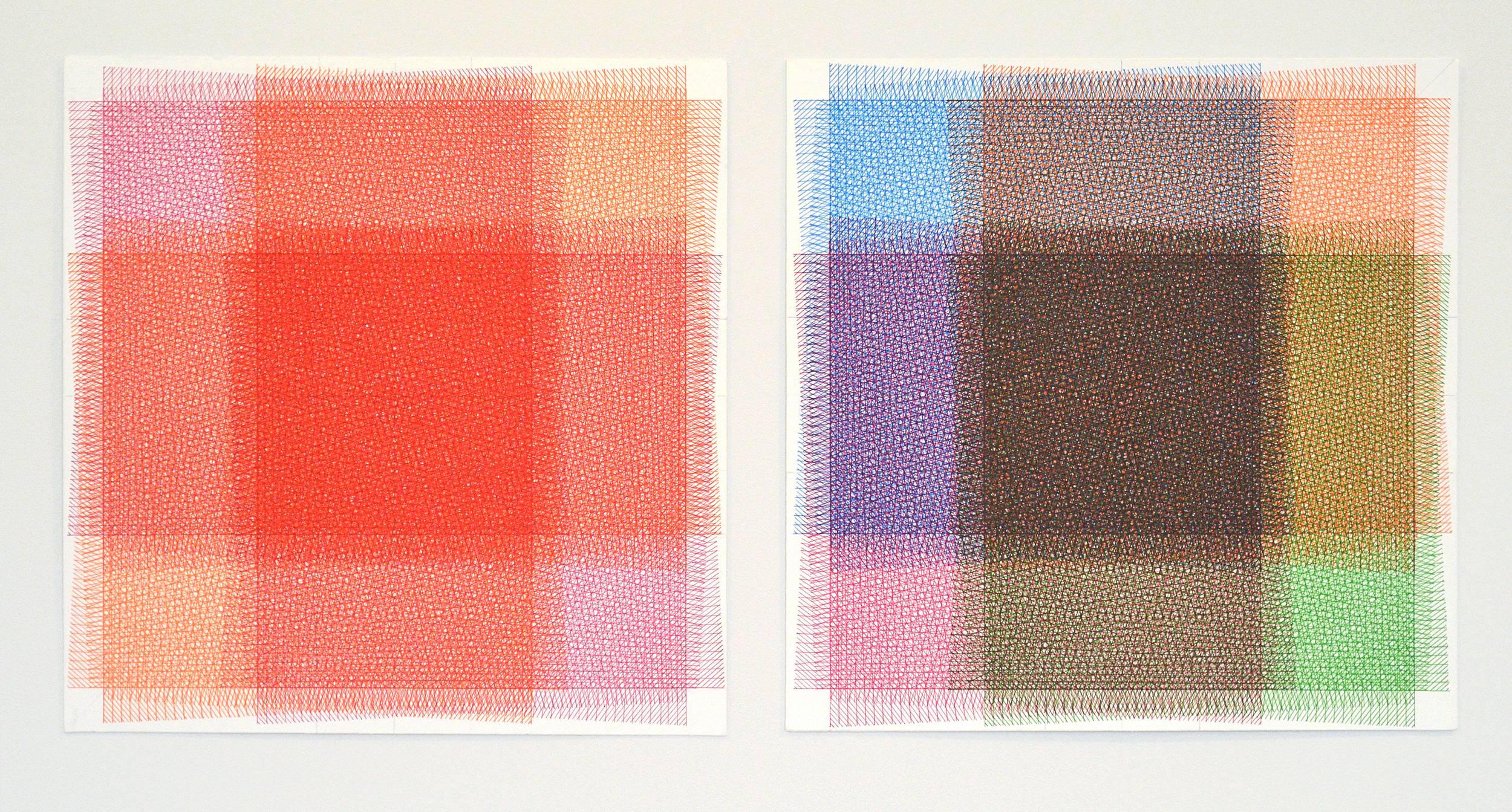 Sara Eichner, 32 Lagen Rosa und Orange, 2016, , Minimalistische Abstraktion, Tinte im Angebot 1