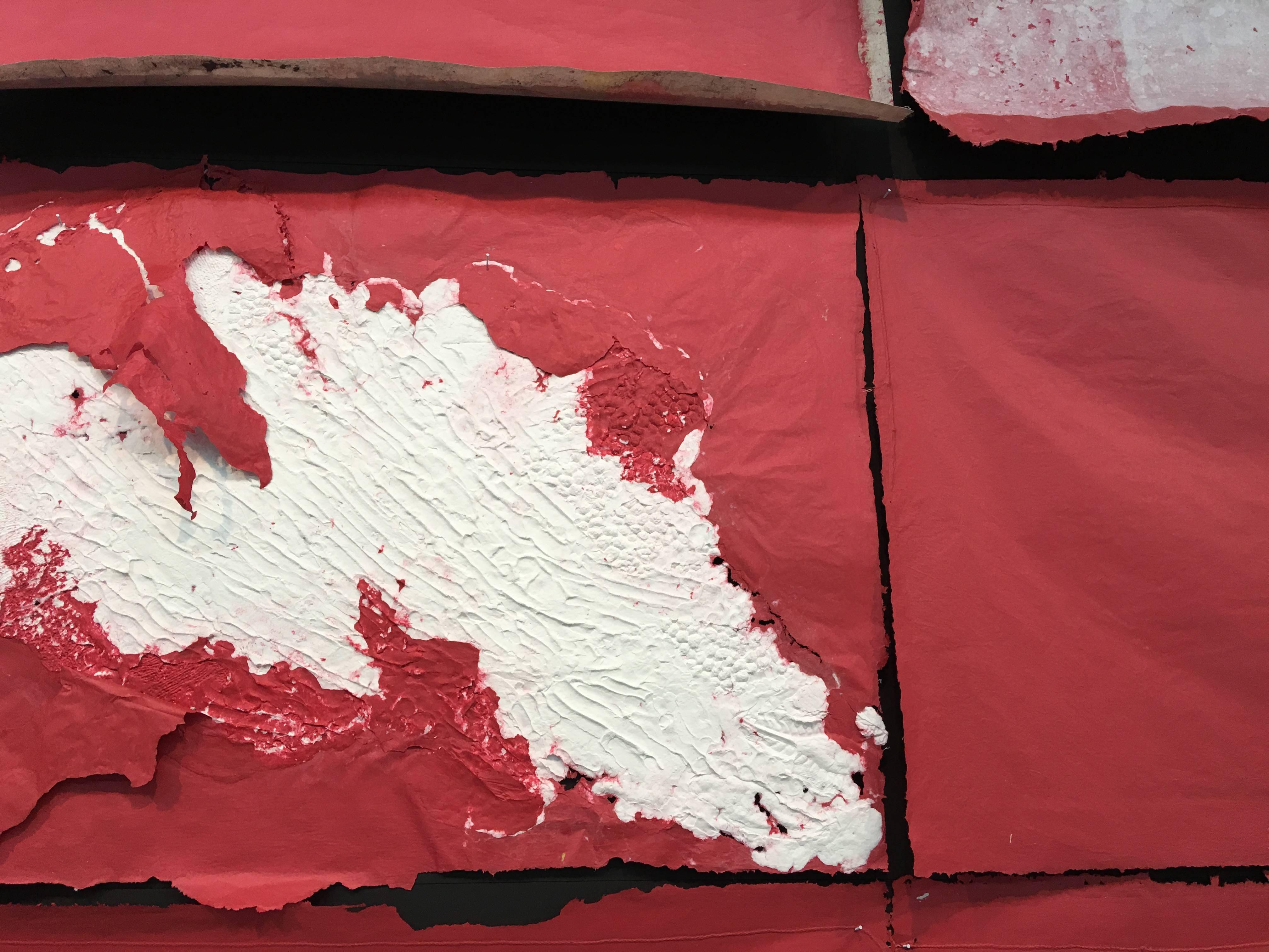 Sylvia Schwartz, „Red Plane“, 2016, Faden, Masonit, Acrylfarbe, Minimalistisch im Angebot 4