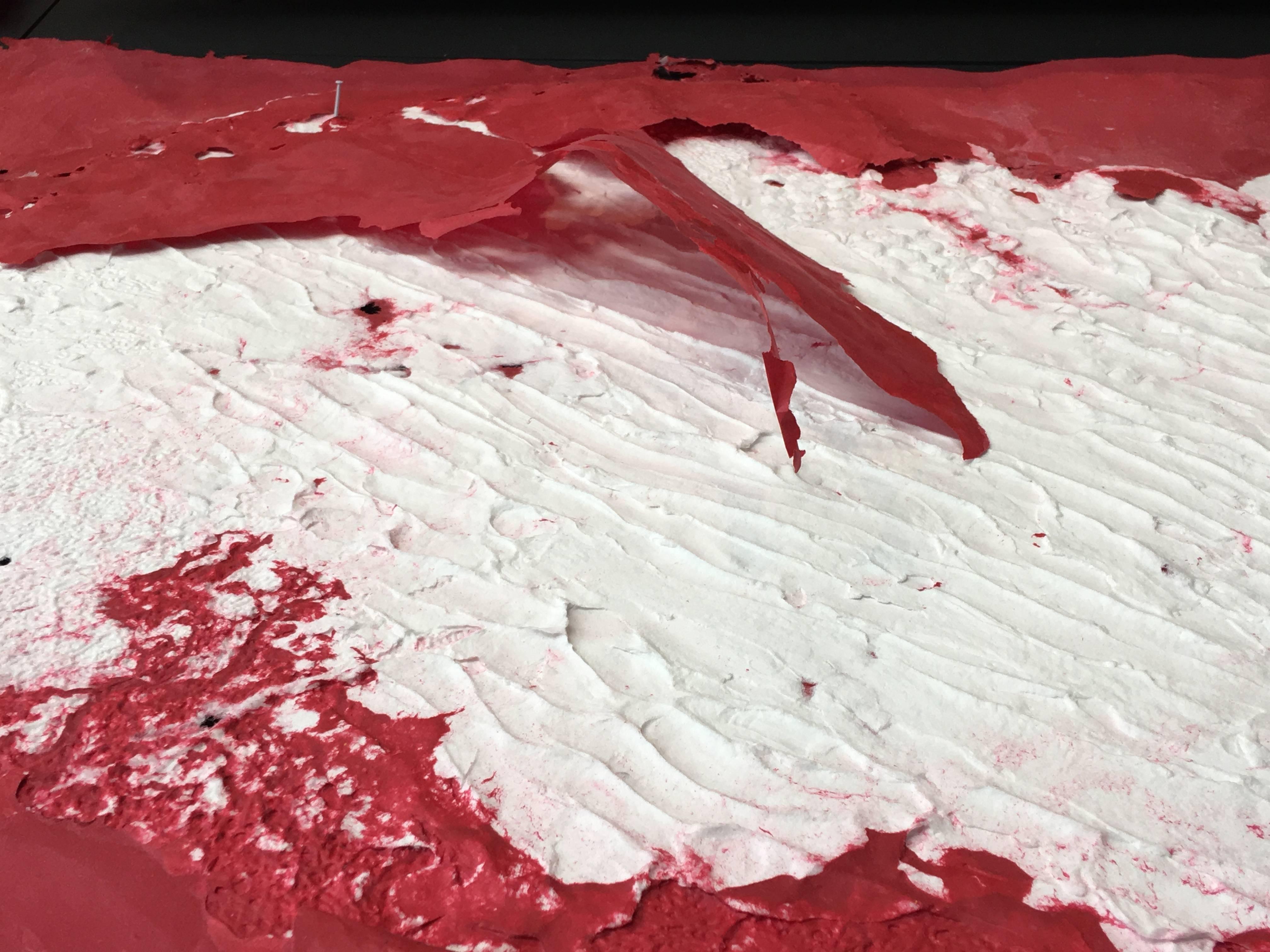 Sylvia Schwartz, „Red Plane“, 2016, Faden, Masonit, Acrylfarbe, Minimalistisch im Angebot 6