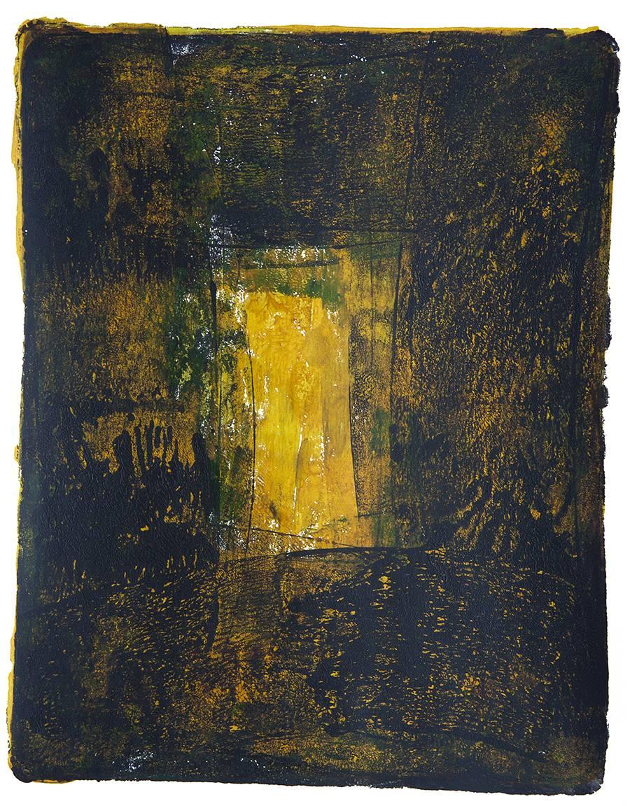 Anne Russinof, Dark Frame 2, 2016, Monotype, Acrylic, Archival Paper, Minimalist